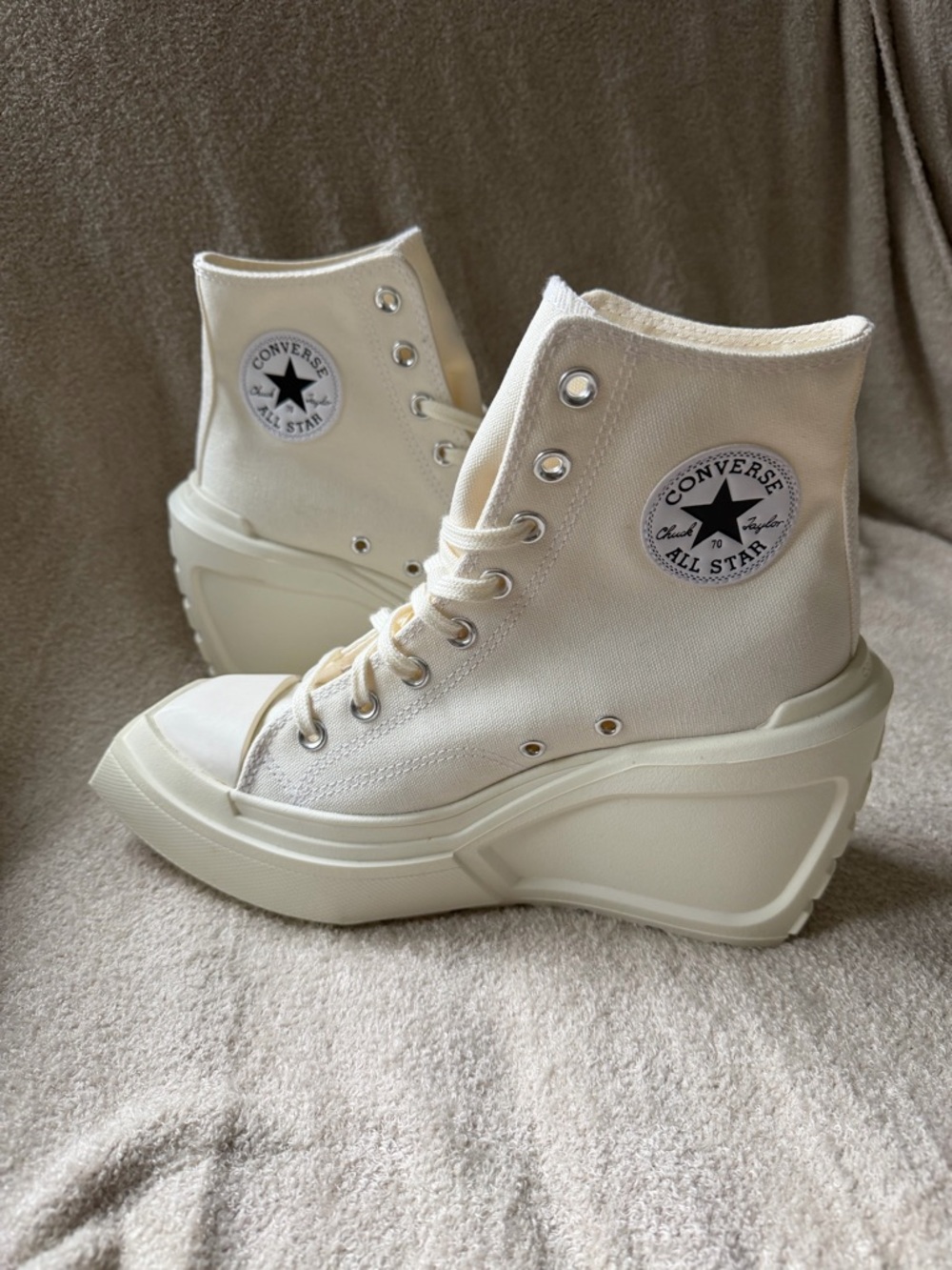 Converse Chuck 70 De Luxe Wedge Platform Sneaker Shoe Egret White Womens 8.5 9